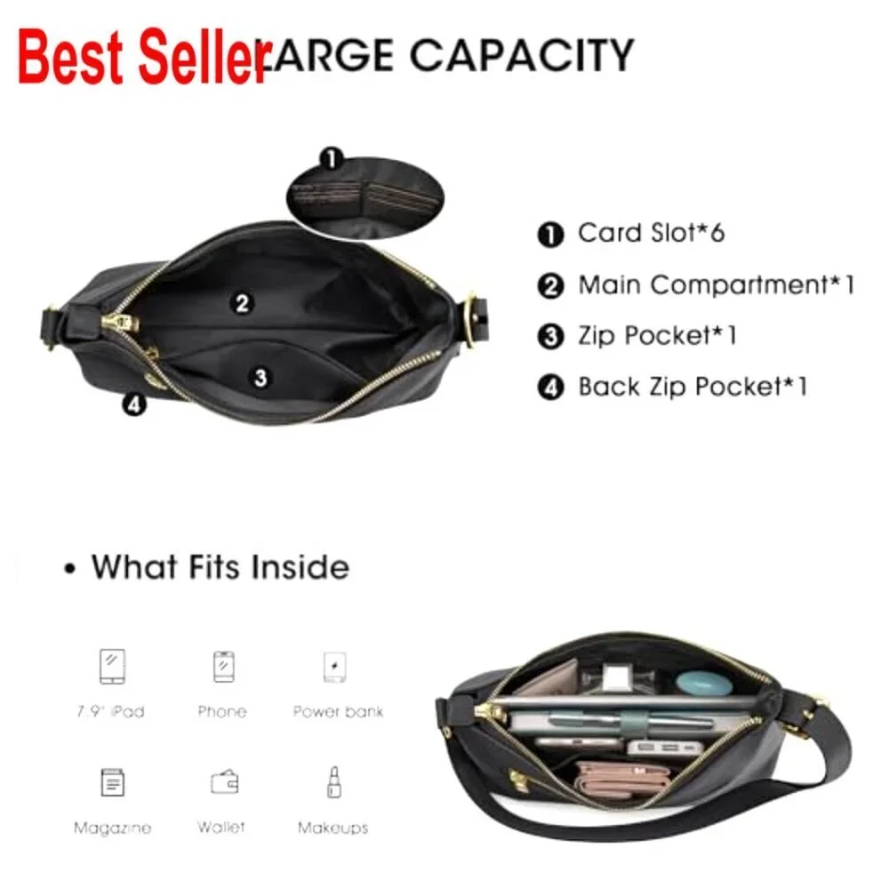 Top Grain Pebbled Cowhide Leather Hobo Bag with Adjustable Strap